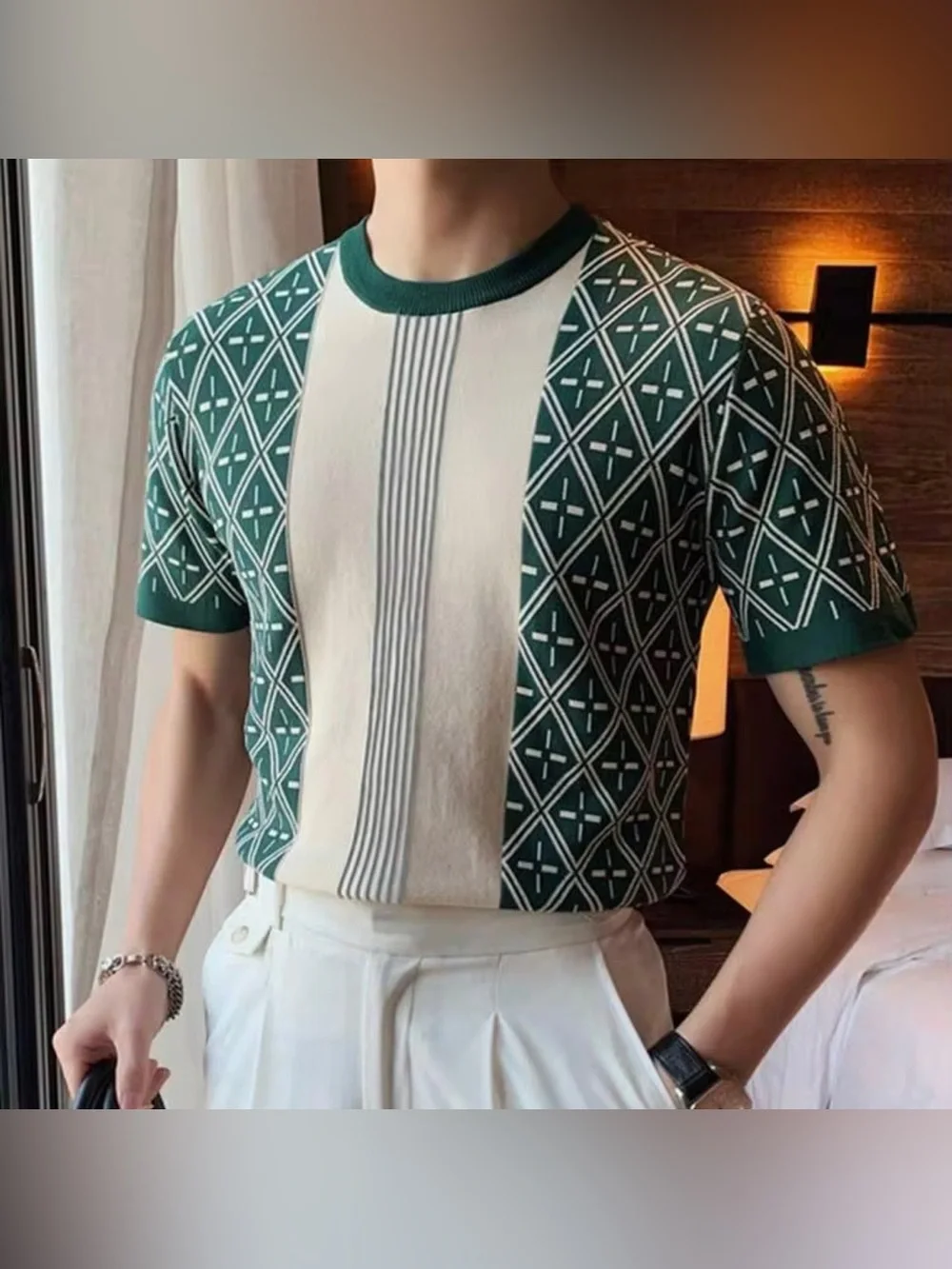EUC Nitagut Striped & Geo Pattern Sweater